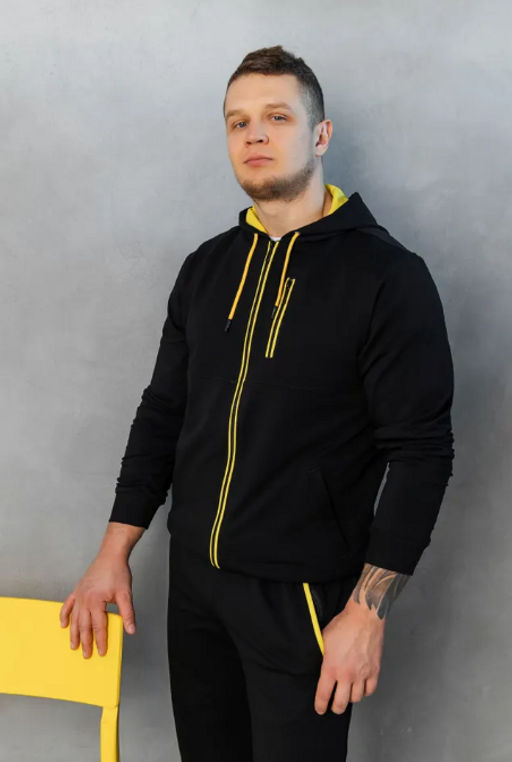 Утепленный костюм Футер 3-х ниточный М-1617: Чёрный / Жёлтый - Relay фото 13