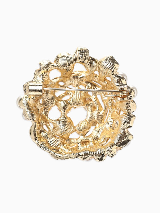 Брошь «Жемчуг», гнездо, цвет белый в золоте