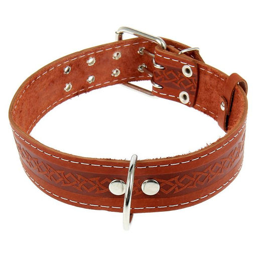 Ошейник кожаный однослойный, 73 х 4,5 см, ОШ 51-65 см, микс - Пижон фото 2