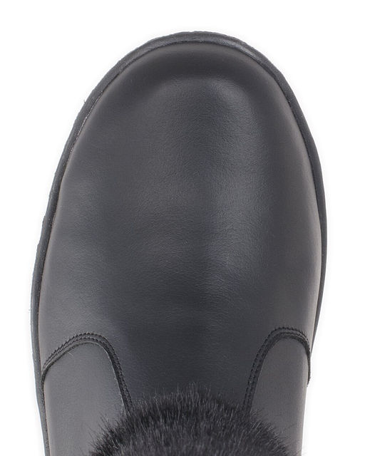 Унты женские на литой подошве. Черные., "Норка" черная. Молния.