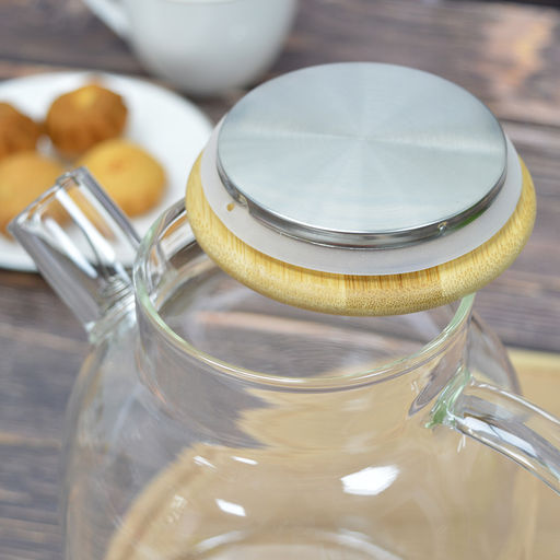 Чайник стеклянный с бамбуковой крышкой 1700 мл в подарочной упаковке арт.HB19 /МФК/  фото 7