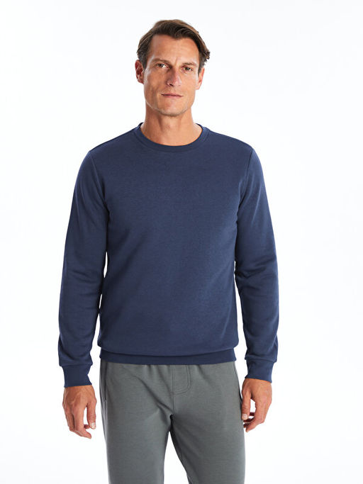 Bisiklet Yaka Uzun Kollu Erkek Sweatshirt