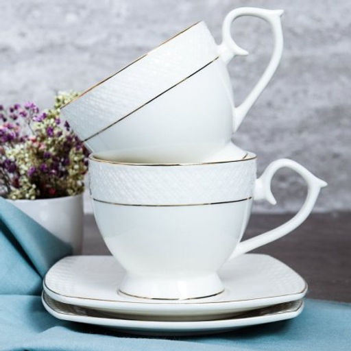 Чайный набор 12 предметов 300 мл на ножке / GA2-12G /уп 8/ костяной фарфор - Галеонтрейд фото 5