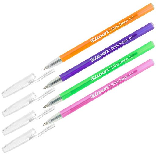 Ручка шар. Luxor "Stick Neon" (1230/48BX) синяя 1мм, неоновый корпус ассорти