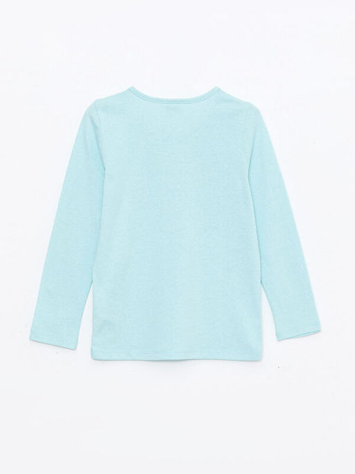 Bisiklet Yaka Bask?l? Uzun Kollu K?z ?ocuk Ti??rt - Waikiki фото 2