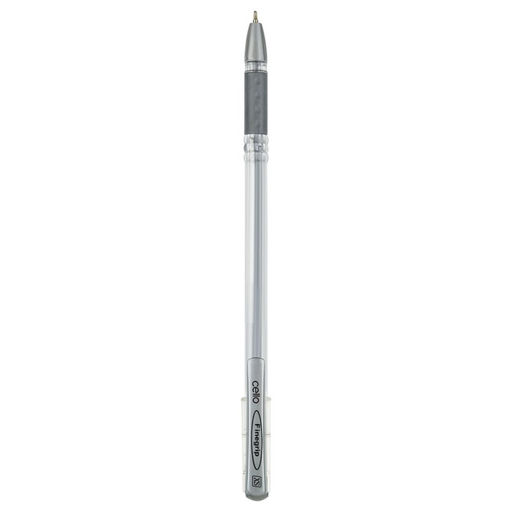 Цена за 27 шт. Ручка шариковая Cello "Finegrip" узел 0.7мм, синие чернила, резиновый грип (держатель), серо-серебристый корпус