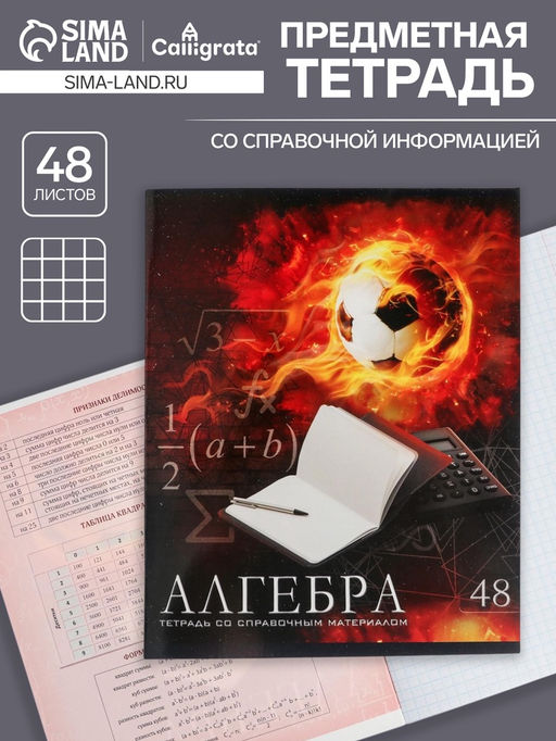 Тетрадь предметная Футбол, 48 листов в клетку Алгебра, обложка мелованный картон, УФ-лак, блок офсет - Calligrata фото 5