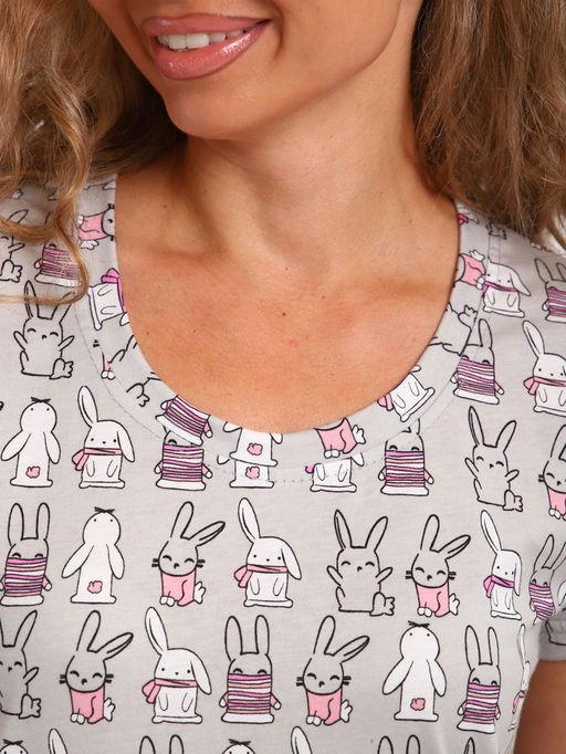 Сорочка ночная женская,мод. 450,трикотаж (46 размер, Зайчата)