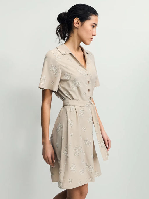 Платье с поясом и цветочным принтом / Zarina  фото 4