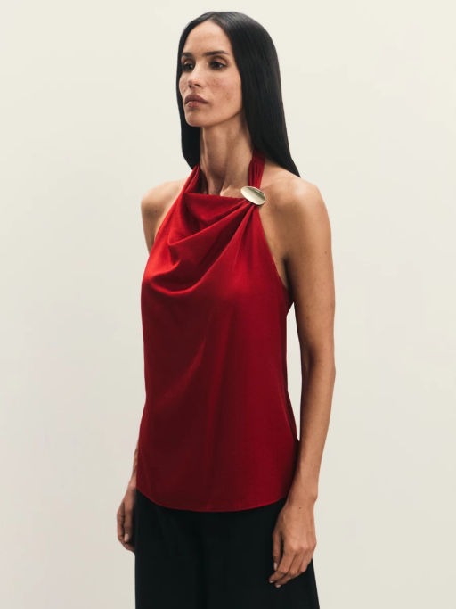 Топ-халтер с декоративной брошью / Zarina  фото 6