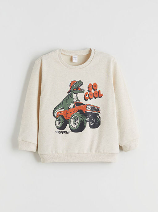 Bask?l? Erkek ?ocuk Sweatshirt