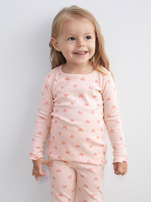 Kalp Bask?l? K?z Bebek Pijama Tak?m?