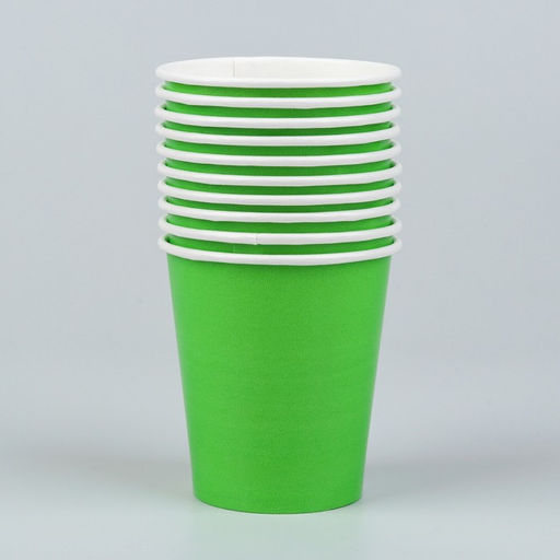 Цена за 10 шт. Стакан бумажный, однотонный, цвет салатовый, 205 мл - Страна карнавалия фото 2