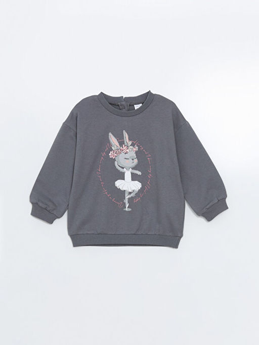 Bisiklet Yaka Uzun Kollu Bask?l? K?z Bebek Sweatshirt ve Tayt 2li - Waikiki фото 2