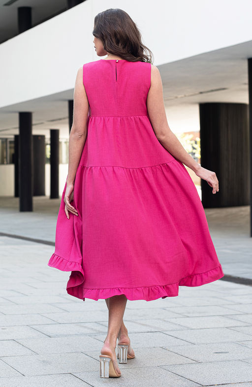 Ассиметричное платье фуксия - Donna saggia фото 4