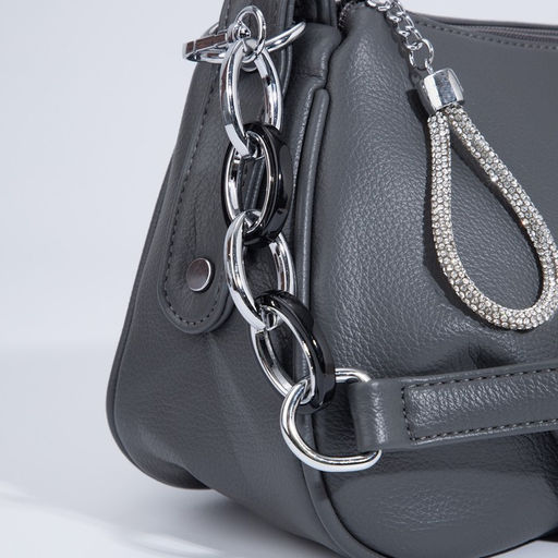 Сумка-багет на молнии, цвет серый - Simaland фото 5