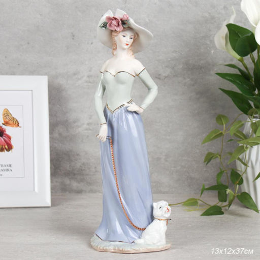 Статуэтка Дама с собакой 37 см / HW-16 /уп 12/