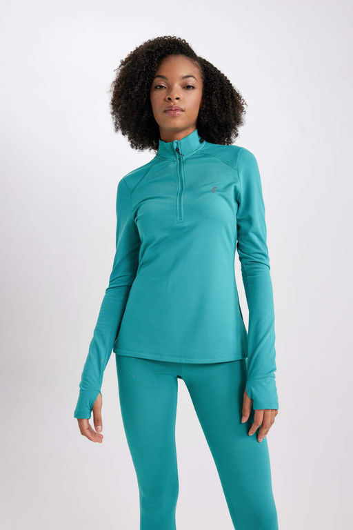 DeFactoFit Футболка с длинным рукавом и воротником стандартной посадки с принтом  фото 3