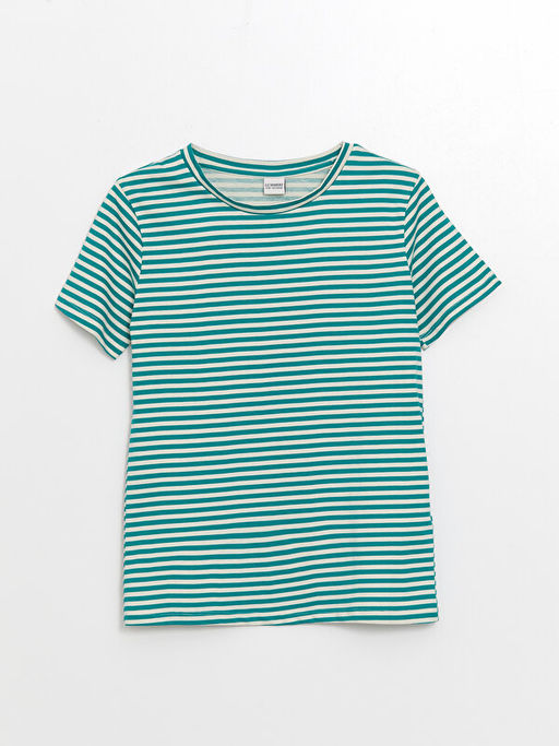 Bisiklet Yaka ?izgili K?sa Kollu Erkek ?ocuk Ti??rt - Waikiki фото 3