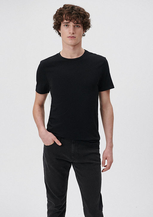 Stretch Siyah Basic Tisort