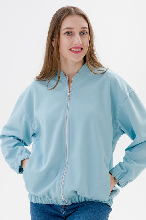 Бомбер из коттон фита аквамарин макси - Амадэль фото 6