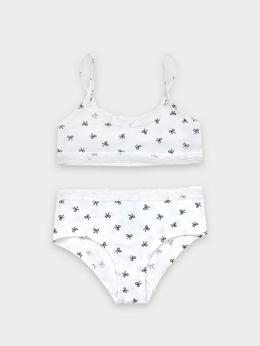 Комплект для девочек белый с принтом бантики