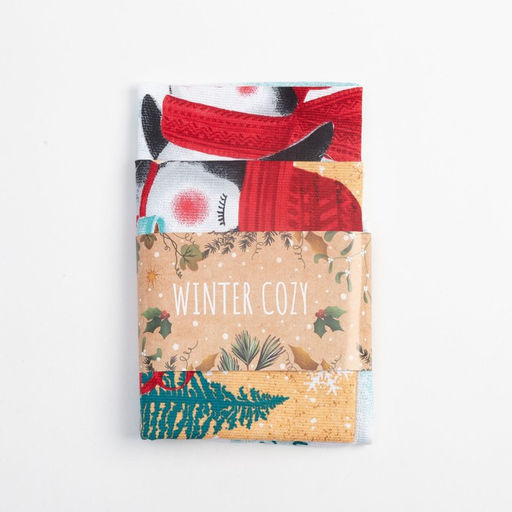 Набор новогодних кухонных полотенец Доляна Снежного настроения  35?60 см-2 штуки, 100% хлопок