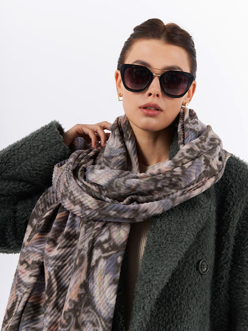 Большой, мягкий, тонкий и очень нежный двусторонний палантин с рисунком - Tantino фото 3