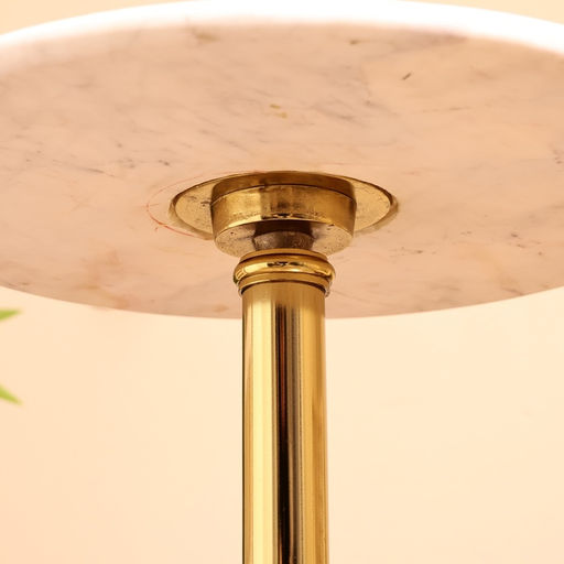 Столик кофейный, 40×40×59 см, мрамор, алюминий, дерево