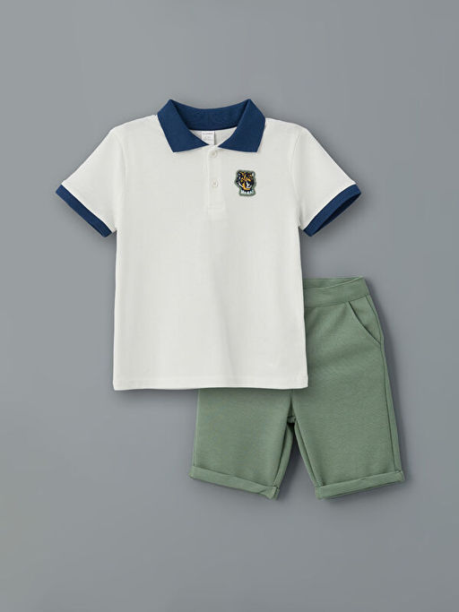 Polo Yaka Nak??l? Erkek ?ocuk Ti??rt ve ?ort 2li