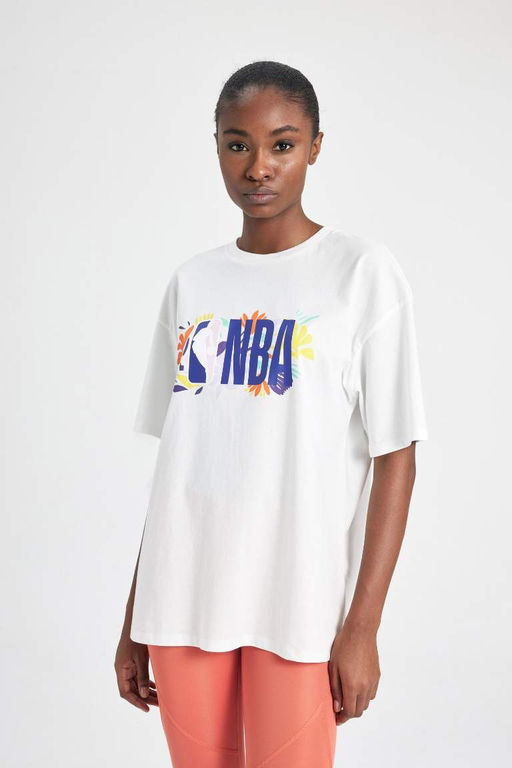 DeFactoFit Футболка Oversize с круглым вырезом и короткими рукавами NBA Wordmark  фото 6
