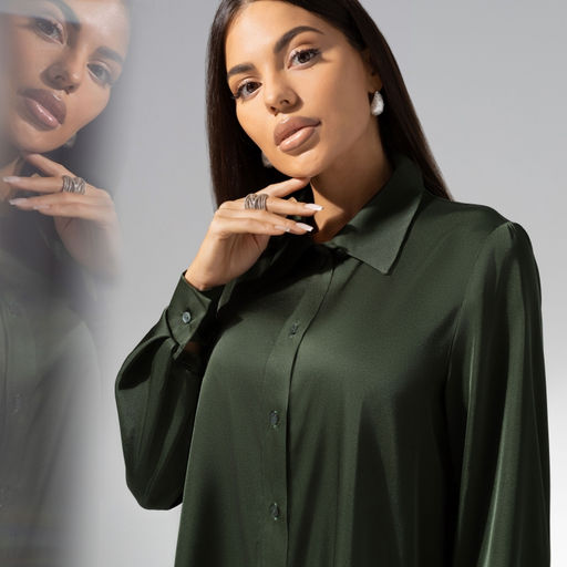 Рубашка струящаяся Цветущее очарование (green) - Charutti фото 3