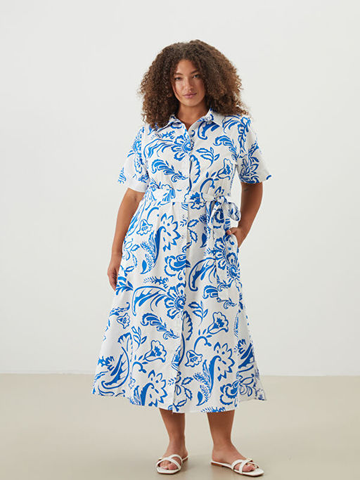 ?i?ekli Ku?akl? G?mlek Elbise