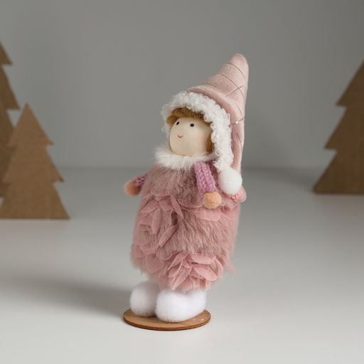 Кукла интерьерная Девочка в тёплом розовом платьишке 5,5х5,5х13,5 см - Simaland фото 2