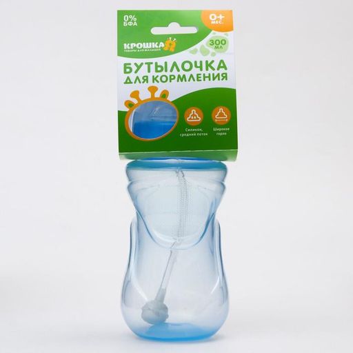 Бутылочка для кормления, широкое горло, от 6 мес., 300 мл., цвет голубой - Крошка я фото 5