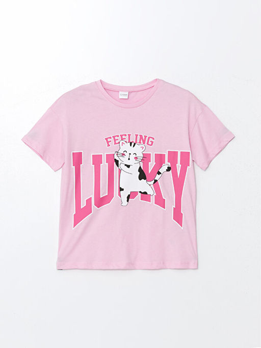 Bisiklet Yaka Bask?l? K?sa Kollu K?z ?ocuk Pijama Tak?m?