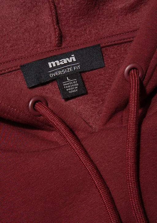 Mavi Logo Bask?l? Kapusonlu Bordo Sweatshirt  фото 7