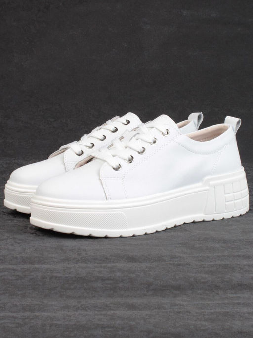 05-PDD200-1 WHITE Кроссовки женские (натуральная кожа)