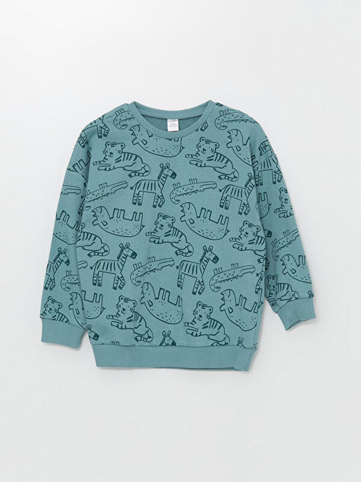Bisiklet Yaka Uzun Kollu Bask?l? Erkek Bebek Sweatshirt ve E?ofman Alt 2li Tak?m - Waikiki фото 2