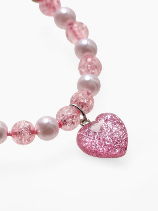 Цена за 2 шт. Браслет детский «Выбражулька» на затяжке, сердце с бусинами, розовый