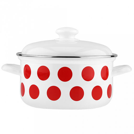 Горох красный Кастрюля эмалированная 3л, форма цилиндрическая, металлическая крышка (Россия) - Домашняя мода фото 2