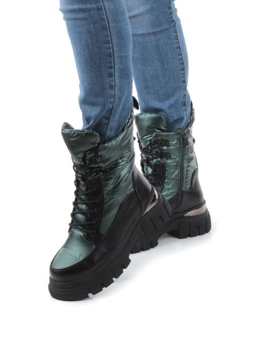 02-FAR137-3Z GREEN/BLACK Дутики женские (искусственная кожа, плащевая ткань, шерсть) - Фабричный китай фото 2