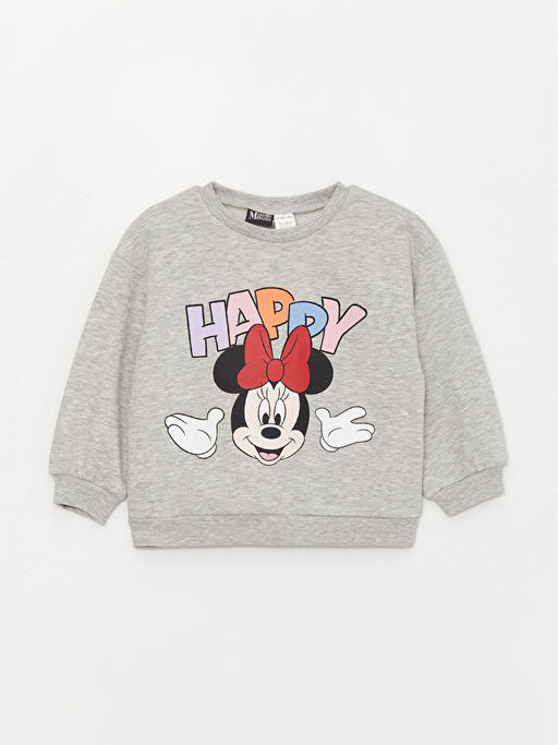 Bisiklet Yaka Minnie Mouse Bask?l? K?z Bebek Sweatshirt ve Tayt 2li - Waikiki фото 2