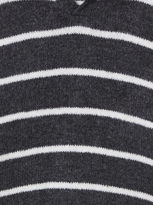 Bisiklet Yaka ?izgili Erkek Bebek Triko Kazak