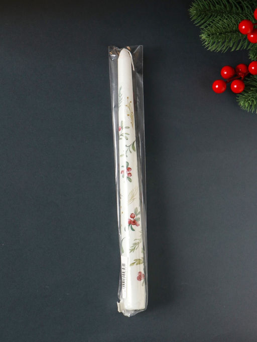 Цена за 4 шт. Свеча античная новогодняя 255х22 мм с декором, зимняя