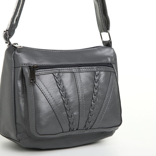 Сумка женская, среднего размера, кросс-боди, на молнии, 20×8.5×15 см, серая