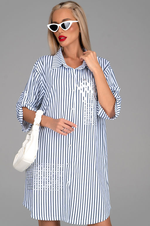 Платье  рубашка Молли (мелкая полоска) - Эльза фото 17