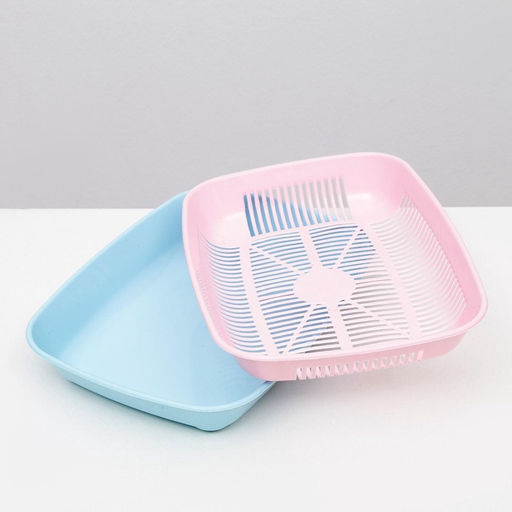 Туалет округлый с сеткой 33.5×25×6 см, розовый/голубой