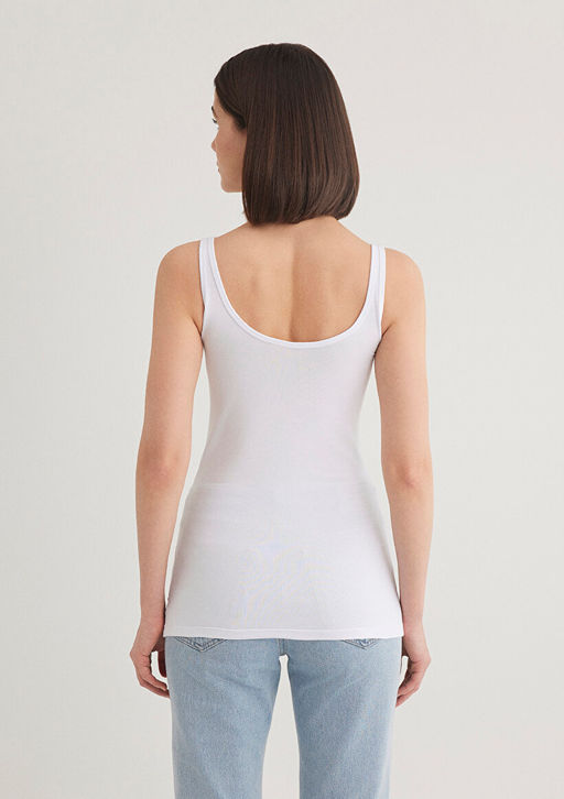 Beyaz Basic Stretch Atlet - Mavi фото 5