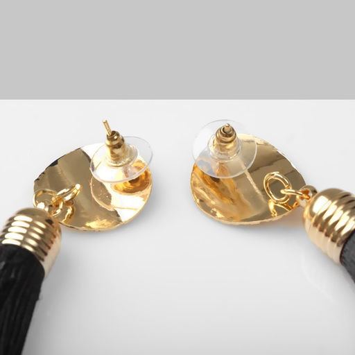 Серьги Кисти классика, цвет чёрный в золоте, L кисти 9.5 см - Qf фото 2